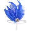 IYOU Anni '20 Piuma Flapper Copricapo Blu Reale Cristallo Gatsby Fascia Prom Matrimonio Accessori per Capelli per Donne