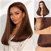 MEGALOOK Parrucca Donna 5x6 Pre Cut Lace Front Wig Glueless Wig 4# 16 Inch | Salon-Quality Wigs, Parrucca Donna Capelli Veri Umani, Real Pre Plucked Hairline, Bleached Tiny Knots, 12A Silky Straight Wig