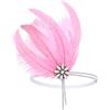 IYOU Anni '20 Piuma Flapper Copricapo Rosa Chiaro Cristallo Gatsby Fascia Prom Matrimonio Accessori per Capelli per Donne