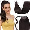 LaaVoo Coda Capelli Extension Veri Marrone Scuro Remy Extension Coda Capelli Veri Ponytail Estensione Della Coda Di Cavallo Dei Capelli Umani 30cm 70g #2