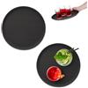 Relaxdays Vassoio Antiscivolo, Set 2 Piatti da Portata Rotondi HxD: 2x35 cm, Servizio Ristorante, Bar, Cucina Casa, Nero
