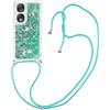 SNCLET Custodia per Honor 90 con Cordino Glitter Sabbie Mobili Liquido Custodia Cordino a Tracolla Cordino Regolabile Lanyard Necklace Sottile Morbido Silicone Custodia per Honor 90,Verde