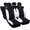 Auto Accessori Lupex Coprisedili Auto Compatibili con Cinquecento 500, Made in Italy, tessuto policotone, set anteriori e posteriori (Nero - Bianco con schienale posteriore 50e50)