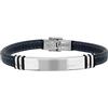 Breil, Collezione Black Savage, Bracciale da Uomo in Acciaio Lucido e Silicone, con Cuciture a Contrasto, Accessorio Minimalista e Casual, Lunghezza Regolabile Fino 22 cm, Idee Regalo Uomo, Nero