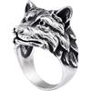 PikaLF Anello Lupo da Uomo, Anello con testa di lupo vichingo nordico, Anelli totem di lupo retrò, Cavalieri Punk Lupo, Anello Amuleto Lupo Hip Hop, Gioielli animali lupo per uomini ragazzi, Metallo