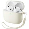 ORNARTO Cover Silicone per AirPods 4 (2024), Protezione per AirPods 4 Generation [con Laccio], Custodia Airpods 4 [Protezione Completa]-Avorio