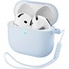 ORNARTO Cover Silicone per AirPods 4 (2024), Protezione per AirPods 4 Generation [con Laccio], Custodia Airpods 4 [Protezione Completa]-Azzurro Baby