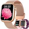 HALOBOOM Orologio Smartwatch Fitness Donna con Chiamate: Smart Watch compatibile Android ios Risposta Vivavoce Chiamat 123 Modalità Sportive Contapassi Misura Pressione Sanguigna Sonno Orologi Intelligente Oro