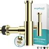 Engelbach® Sifone lavabo bagno con apertura per la pulizia - Tubo di scarico universale 1 1/4 con manicotto in gomma - Antiodore con istruzioni incluse