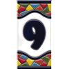 Toro del Oro Numeri casa esterna - Piastra porta - Ceramica smaltata - Dipinti a Mano con tecnica della corda asciutta - Nomi e direzioni - Modello Grande Mosaico 7,5 cm x 15 cm (numero nove 9)