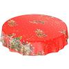 Anro - Tovaglia cerata con motivo natalizio, a stelle dorate e slitta di Babbo Natale su sfondo rosso, asciugamani, Schnittkante, Rund 140cm
