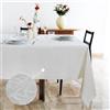 Ferò Tovaglia Rettangolare 150x240cm, Idrorepellente, Tovaglia Cotone Puro 100%, Tovaglia Antimacchia Elegante Design Jacquard Italiano, Tovaglia Impermeabile, Tovaglia da Esterno, Bianca Avorio