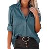Kobilee Camicia Donna Slim Fit Elegante Abbigliamento Camicia Jeans Cotone Curvy Blusa Sfiancata Manica Lunga Camicetta Cowboy No Stiro Tunica
