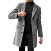 Generic Trench invernale da uomo di lana classico monopetto slim fit risvolto Business soprabito casual caldo antivento cappotto da pisello, B# Grigio, XL