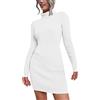 CreoQIJI Maglione con lana donna autunno sexy scollo a V cravatta stretta abito a maniche lunghe Bonprix abiti da donna, Z1130-1-bianco, S