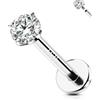 OUFER 16G Piercing Helix Filettato Interno Piercing Trago Argento 925 Conch Lobe Lip Stud Trasparente 3 mm CZ Gioielli Per Il Corpo 6 mm