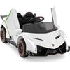 RELAX4LIFE Macchina Elettrica per Bambini, Lamborghini da 12 V con porta idraulica, auto elettrica con telecomando e funzione dondolo, MP3 e luce LED, veicoli elettrici per bambini (BIANCO)