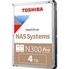 Toshiba N300 PRO 4TB NAS aziendale di grandi dimensioni (fino a 24 alloggiamenti) Disco rigido interno da 3,5 - Velocità di carico di lavoro fino a 300 TB/anno CMR SATA 6 GB/s 7200 RPM Cache 256 MB -