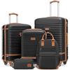 COOLIFE Set di Valigie,Trolley da Viaggio con 4 Rotelle Girevoli a 360° TSA Serratura 1 zaino da viaggio e 1 Borsa da toilette Incluso (Albicocca/Nero, Set da 5 Pezzi)