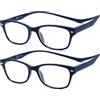 NEW VISION 2 Pack Occhiali Da Lettura Con Calamita, CE, UV400, Stile Classico per Uomo Donna, NV3282 (2*BLU, 3, Diottria)