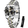 OLEVS Orologio da donna Bicolore cinturino in acciaio Orologi da donne impermeabili Elegante semplicità Quadrante con numeri arabi neri Orologio per donna Analogico quarzo Orologio donna luminoso