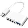 Wahbite Apple Lettore di schede USB C a SD per iPhone 15/15 Plus/15 Pro/15 Pro Max, MacBook Pro M1 Air, iPad Pro/Air, iMac, Surface, Galaxy S24 (bianco-3)