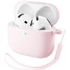 ORNARTO Cover Silicone per AirPods 4 (2024), Protezione per AirPods 4 Generation [con Laccio], Custodia Airpods 4 [Protezione Completa]-Rosa Creta