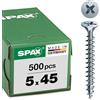 Spax, 0/1030/001/5,0/45/ /01, Vite universale, 5,0 x 45 mm, 500 pezzi, testa svasata, Croce recesso Z, 4Tagliare, filo pieno, zincato blank A2J - 1081010500455