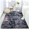 Tinyboy-hbq Tappeti Salotto Shaggy a Pelo Lungo Peloso Soggiorno Moderno Cameretta, Camera da Letto, Tappetino Antiscivolo (Grigio Nero, 80 x 120cm)