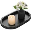Hanobe Vassoio decorativo in legno: vassoio ovale da caffè nero con perline per decorazione centrotavola - Piatti moderni in legno per espositore da banco