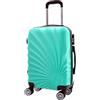 R.Leone Valigia da 1 pezzo Fino a Set 4 Trolley Rigido grande, medio, bagaglio a mano adatto Ryanair 55x40x20cm e beauty case 8 ruote in ABS 2092 (Verde Acqua, M Media)