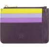DUDU Bustina porta carte di credito in vera pelle colorata portafogli con zip Deep purple
