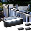 Solpex Lampade solari per esterni, 4 pezzi, luce bianca per scale, luci solari impermeabili, illuminazione a LED per scale esterne, decorazione (nero)