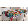 ABAKUHAUS Natale Tovaglia, Divertente modello invernale di Natale, Rettangolare per Sala da Pranzo e Cucina, 140 x 240 cm, Rosso Teal Bianco
