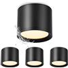 KYOTECH Faretti LED Soffitto IP44 - Ø84*65mm GX53 Faretto LED Interno - 6W 550LM 3000K Lampada da Soffitto - Alluminio Nero Spot per Bagno Soggiorno Cucina Corridoio Set di 4