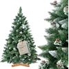 FairyTrees Albero di Natale Artificiale 150cm Pino Naturale con Supporto in Legno | Abete di Natale con pigne Naturali e Punte Bianche innevate | Facile da Montare | Prodotto in EU