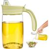 BELLE VOUS Oliera Salvagoccia - Porta Olio - Contenitore da Cucina - Dispenser 700 ml - con Coperchio Verde - Dosatore in Vetro con Beccuccio - per Aceto e Condimenti