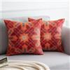 Cheekywares Copricuscini Divano Soggiorno 50 x 50 Lino Federe Cuscini Divano Arancione Tappeto Kilim Turco Decorativi Tribale Astratto Federa Moderna per Letto, Patio, Esterni, Casa, Giardino Set di 2