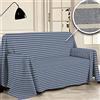 PENSIERI DELICATI Telo Copridivano 180 x 290 cm Made in Italy, Telo Copritutto 100% Cotone Puro Riciclato Tinto in Filo, Fantasia a Righe Blu, Ideale Come Telo Arredo, Salva Divano, Coperta Picnic