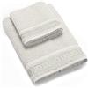 Russo Tessuti Set Arredo Bagno Coppia Spugna Cotone 1+1 Viso Ospite Liu Jo LiuJo Logo Rollband-Bianco