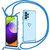 Keteen Cover per Samsung Galaxy A52 /A52S 5G con Collana Custodia TPU Corda Carina motivo cuore Silicone Bumper Regolabile Staccabile Shock Antiscivolo Protettiva Custodia per Samsung A52S 5G, Azul