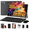 SUAAT Newest Tablet Android 14 10 Pollici 22GB RAM+128GB ROM(1TB TF), 8000 mAH,Octa-Core T606,2.0Ghz, WiFi5G+2.4G, GPS, 8MP + 5MP, Bluetooth 5.0, Cast, Tablet PC con Custodia, Tastiera e Mouse, Nero