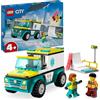 LEGO 60403 City Ambulanza di Emergenza e Snowboarder, Veicolo Giocattolo Fuoristrada per il Pronto Soccorso con Minifigure del Paramedico,Eta 4+