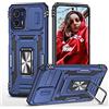 Jeelar NEINEI Cover per Motorola Moto G73 5G,All'aperto Custodia con Scorrevole Protezione Fotocamera,Militare Antiurto Cover Case con Magnetico Supporto e TPU Silicone Bumper,Blu