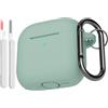 KOKOKA Custodia Case Compatibile con AirPods 4 2024 con Kit di Pulizia, Case Cover Protettiva in Morbido Silicone per AirPods 4ª Generazione con Moschettone, LED Anteriore Visibile, Cloud Grey