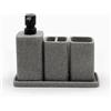 ZCCZ Set di accessori per il bagno grigio - Composto da dispenser sapone, portaspazzolino, vassoio organizzatore - Elegante soluzione completa per arredare e organizzare lo spazio del bagno