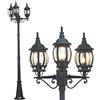 BAKAJI Lampione Vittoriano Classico da Giardino in Alluminio Lampada Lanterna Colore Grigio Finitura Anticata Verde Bronzo IP44 E27 (3 Luci 200 cm)