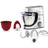 Moulinex QA530D Masterchef Gourmet Impastatrice Planetaria, 1100 W, 4.6 L, Robot da Cucina in Acciaio Inox a 8 Velocità,3 Accessori, Kit Miscelazione e Impasto, Macchina per Pane, Pizza, Dolci