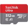 SanDisk SanDisk Ultra - Scheda di memoria flash (adattatore da microSDXC a SD in dotazione) - 512 GB - A1 / UHS Class 1 / Class10 - UHS-I microSDXC SDSQUAC-512G-GN6FA
