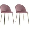 Marvin Sedia in Velluto e Oro Oslo da Sala Pranzo Con Gambe Metallo Dorate Seduta Imbottita Sedie Poltroncine Di Design Per Salotto Soggiorno Moderne (Rosa, 2)